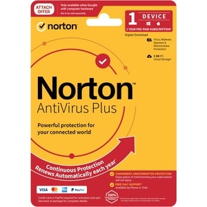 LifeLock Norton AntiVirus Plus - Subscription License and Media - 1 Device, 2 GB, 1 User - Annual Fee - Antivirus - DVD-RO