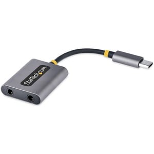 StarTech.com USB-C Headphone Splitter, USB Type C Dual Headset Adapter w/Mic Input, USB C to 3.5mm Audio Adapter/Earphone 