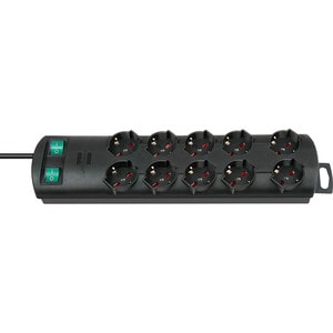 Brennenstuhl Primera-Line Power Strip - 10 x AC Power - 2 m Cord - Wall Mountable - Black