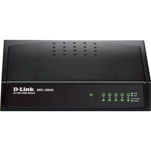 D-Link DGS-1005A Ethernet Switch - 5 Ports - Gigabit Ethernet, Fast Ethernet - 10/100/1000Base-T - 2 Layer Supported - Des