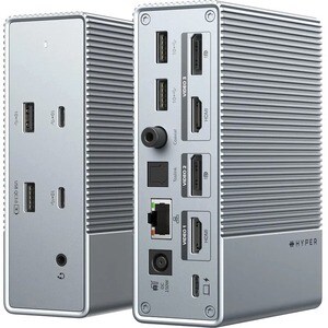 Targus HyperDrive HDG215-EU USB-Typ C Docking Station für Notebook, Tablet-PC, Desktop-PC - Silber - 3 Unterstützte Displa