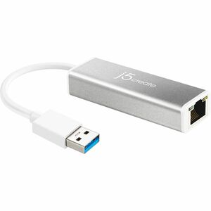 j5create JUE130-N Adaptador Gigabit Ethernet para MacBook - 10/100/1000Base-T - Prata - USB 3.0 Tipo A - 1000 Mbit/s Taxa 