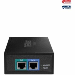 TRENDnet TPE-319GI PoE++ Injector - TAA Compliant - 1 x 10 Gigabit PoE++ Input Port(s) - 1 x 10 Gigabit Ethernet Output Po