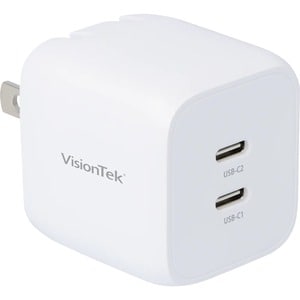 VisionTek 45W GaN II Power Adapter - 2 Port - 45 W - 120 V AC, 230 V AC Input - 3.3 V DC, 5 V DC, 12 V DC, 15 V DC, 16 V D