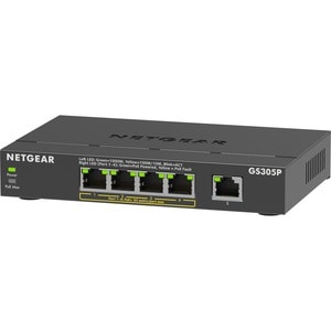 Netgear GS305P Ethernet Switch - 5 Ports - Gigabit Ethernet - 2 Layer Supported - 66.78 W Power Consumption - 63 W PoE Bud