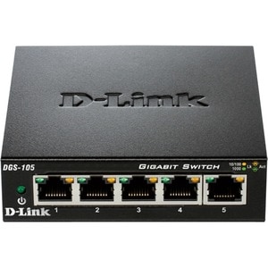 D-Link DGS-105 5 Ports Ethernet Switch - 2 Layer Supported - 3.10 W Power Consumption - Twisted Pair - Desktop