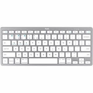 Trust Keyboard - Wireless Connectivity - Spanish - Silver - Scissors Keyswitch - Bluetooth - 4 - 10 m - 85 Key(s) - Notebo