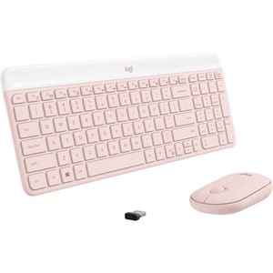 Logitech MK470 Slim Combo - USB Wireless RF 2.40 GHz Keyboard - Rose - USB Wireless RF Mouse - Optical - 1000 dpi - Scroll