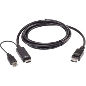 ATEN 1.80 m DisplayPort/HDMI/USB A/V Cable - 1 - Cable for Network Device, Notebook, Gaming Console, Monitor, PC, Audio/Vi