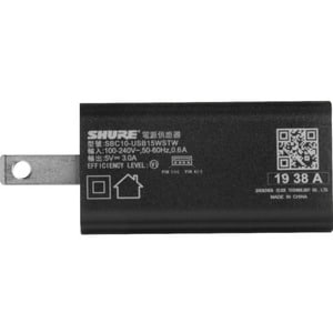 Shure SBC10-USBC USBC Wall Charger - 120 V AC, 230 V AC Input - 5 V DC Output - 3 A - 1