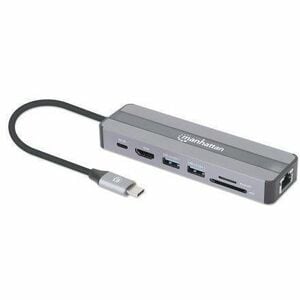 Docking USB-C 7 ptos, HDMI, Red, USB-C PD - 4K - 3840 x 2160 - 4 x puertos USB - 2 x USB Type-A Ports - USB Tipo-A - 2 x U