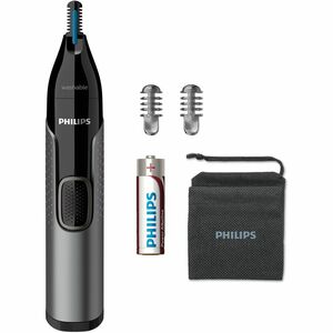 Trimmer Philips NT3650 - Grigio, Nero - x Acciaio inox Lame - senza filo - Batteria Fonte di alimentazione - Per Naso