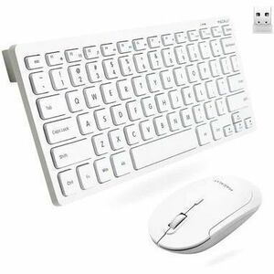 Macally Keyboard & Mouse - USB Type A Scissors Wireless RF 2.40 GHz Keyboard - 78 Key - White - USB Type A Wireless RF Mou