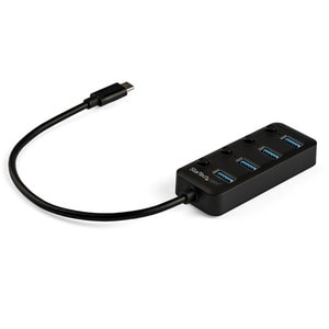 USB C Hub - 4x USB-A Ports with Individual On/Off Switches - Bus Powered - Portable - USB Type C Hub - USB C to USB Hub