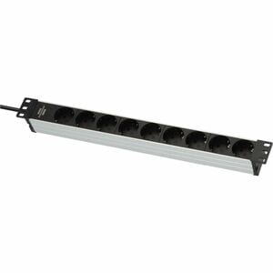 Alu-Line 19" Power Strip 9-way (Extension Lead made of high-quality aluminium with 2m cable) - Right-angled Connector - 9 