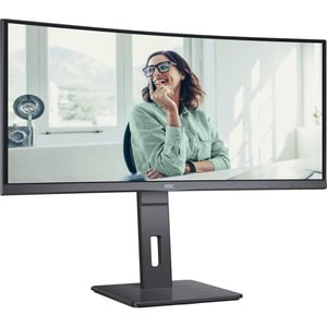 AOC CU34P3CV 34" Class UW-QHD Curved Screen LCD Monitor - 21:9 - Textured Black - 86.4 cm (34") Viewable - Vertical Alignm