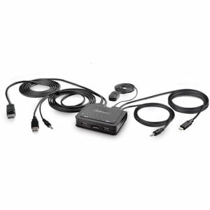StarTech.com KVM Switchbox - 2 Computer(s) - 1 Local User(s) - 4K - 3840 x 2160 - 4 x USB - USB 2.0 - 2 x DisplayPort - De