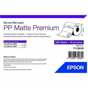 Mehrzwecketikett Epson - 51 mm Breite x 102 mm Länge - Rolle - Permanenter Acrylatkleber Kleber - Matt - Synthetic, Polypr
