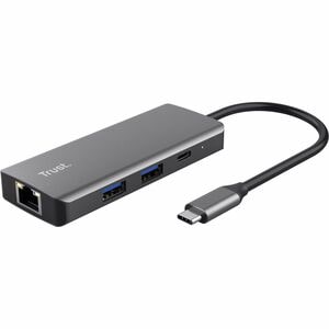 Trust Dalyx USB-Typ C Docking Station für Tablet-PC, Notebook, Monitor, Smartphone, Desktop-PC - Ladefunktion - Silber - 4