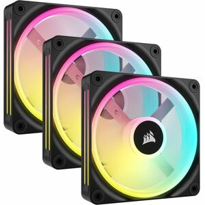Corsair iCUE QX120 Cooling Fan - 3 x Fan(s) - 63.10 CFM Maximum Airflow - 2400 rpm - Magnetic Dome Bearing - RGB LED - Bla