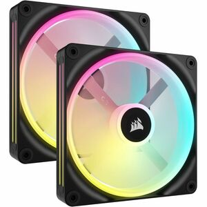 Corsair iCUE QX140 Cooling Fan - 2 x Fan(s) - 82.50 CFM Maximum Airflow - 2000 rpm - Magnetic Dome Bearing - RGB LED - Bla