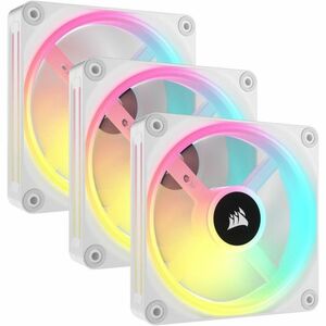 Corsair iCUE QX120 Cooling Fan - 3 x Fan(s) - 63.10 CFM Maximum Airflow - 2400 rpm - Magnetic Dome Bearing - RGB LED - Whi
