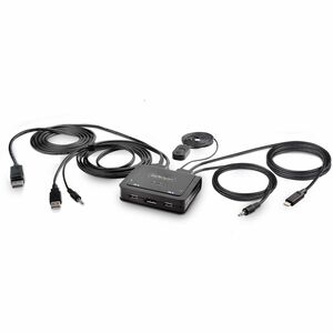 StarTech.com KVM Switchbox - 2 Computer(s) - 1 Local User(s) - 4K - 3840 x 2160 - 4 x USB - USB 2.0 - 2 x DisplayPort - De