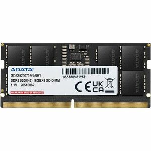 Adata GD5S5200716G-BHY 16GB DDR5 SDRAM Memory Module - For Notebook - 16 GB - DDR5-5200/PC5-41600 DDR5 SDRAM - 5200 MHz - 