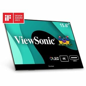 ViewSonic VX1655-4K-OLED 15.6 Inch 4K UHD Portable OLED Monitor with 2 Way Powered 60W USB C, Mini HDMI, Dual Speakers, an