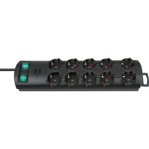 Brennenstuhl Primera-Line Steckdosenleiste - 10 x Wechselstrom - 2 m Kabel - Wandmontierbar - Schwarz