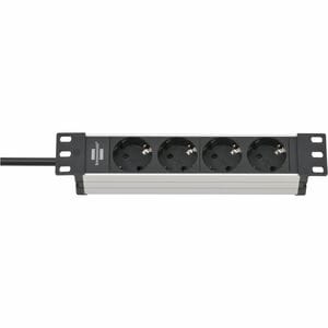Brennenstuhl Alu-Line Steckdosenleiste - Winkelsteckverbinder - 4 - 2 m Kabel - 230 V AC Voltage - Rackmount, Schrankmonti