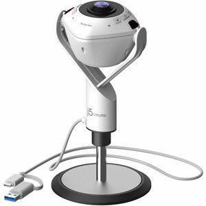 j5create JVU368-N Webcam - 5 Megapixel - 30 fps - Black, White - USB Type A/USB Type C - 1 Pack(s) - TAA Compliant - Full 