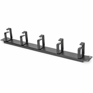 Rocstor 1U 19in Metal Rackmount Cable Management Panel - Cable Management Panel - Black - 1U Rack Height x 19" Panel Width