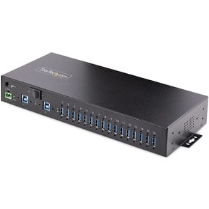 16-Port Industrial USB 3.0 Hub 5Gbps Metal DIN/Surface/Rack Mountable ESD Protection Terminal Block Power up to 120W Share