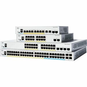 Cisco Catalyst 1300 C1300-24T-4G 24 Portas Gerenciável Comutador Ethernet - Gigabit Ethernet - 10/100/1000Base-T, 1000Base-X - 3 Camada suportada - Modular - 4 Slots SFP - 25.63 W Power Consumption - Fibra ótica, Cabo de par entrançado - 1U - Montável sobre rack - Ciclo de vida Limited Warranty