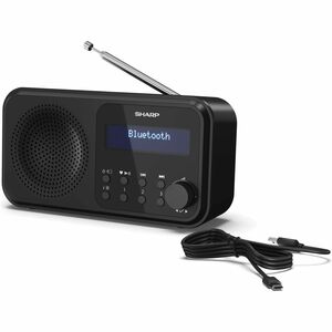 Sharp Tuner - Tragbar, Desktop - Schwarz - 20 x FM, 20 x DAB, 20 x DAB/DAB+ - Kabellos - Bluetooth - USB - Kopfhörer - 4 x