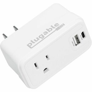 Plugable Wall Outlet Extender with 1x USB-C and 1x USB, 32W USB C Charger Block - USBC Fast Charger for iPhone 13/14, Trav