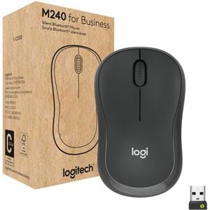Logitech M240 Mouse - Optical - Wireless - 32.81 ft (10000 mm) - Bluetooth - Graphite - USB Type A - 4000 dpi - Scroll Whe