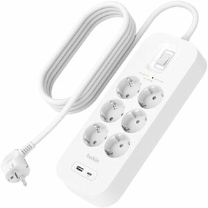 Belkin Connect Surge Suppressor/Protector - 6 x AC Power, 1 x USB Type A, 1 x USB Type C - 650 J - 2 m