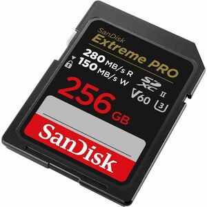 SanDisk Extreme PRO 256 GB Class 10/UHS-II (U3) V60 SDXC - 1 - 280 MB/s Read - 150 MB/s Write - Lifetime Warranty