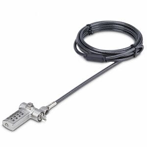StarTech.com Universal Laptop Lock 6.6ft, Security Cable For Notebook Compatible w/Noble Wedge®/Nano/K-Slot; Keyless Combo