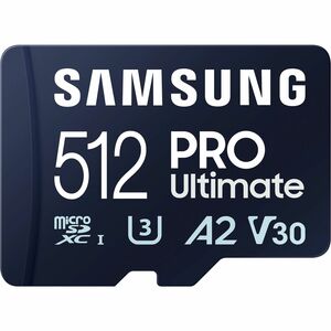 Carte microSD Samsung PRO Ultimate UHS-I 512 Go, MB-MY512SA/WW, vitesse jusqu'à 200 Mo/s, garantie 10 ans, lecteur SD