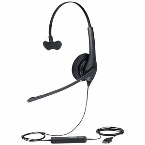 Jabra BIZ 1500 Wired Over-the-head Mono Headset - Black - Monaural - Supra-aural - 32 Ohm - 20 Hz to 6.80 kHz - 230 cm Cab
