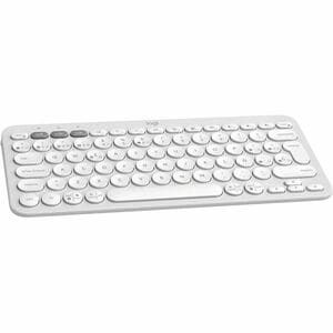 Logitech Pebble Keys 2 K380s Keyboard - Wireless Connectivity - USB Interface - Spanish - QWERTY Layout - Tonal White - Bl