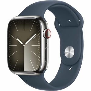 Apple Watch Series 9 Smart Watch - 45 mm Case Height - 38 mm Case Width - Argenté Case Color - Storm, Bleu Band Color - Ve