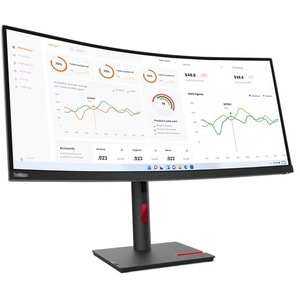 Monitor LCD Lenovo T34w-30 863,6 mm (34") Class UW-QHD Schermo curvo - 21:9 - Raven Black - 86,4 cm (34") Viewable - Verti