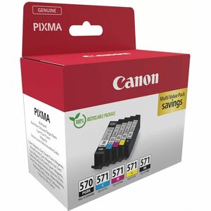 Canon PGI-570/CLI-571 Inkjet Ink Cartridge - Multi-pack - Black, Cyan, Magenta, Yellow - 5 / Pack - 15 mL Black, 7 mL Blac
