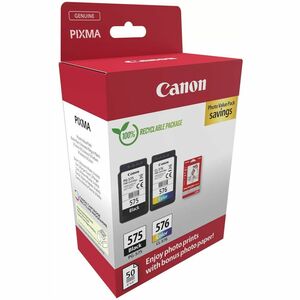 Canon PG-575/CL-576 Original Jato de tinta Cartucho de tinta / kit de papel - Preto, Ciano, Magenta, Amarelo - 2 Pedaço