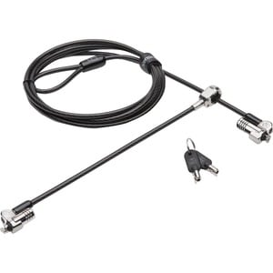 Kensington NanoSaver Keyed Dual Head Laptop Lock - 1.80 m Cable - Keyed Lock - Carbon Steel - For Notebook, Tablet