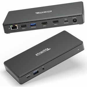 Plugable USB C Docking Station Dual Monitor 2 HDMI Ports, Power Delivery Dock, Dual 4K Monitor - for Windows, ChromeOS, 1x